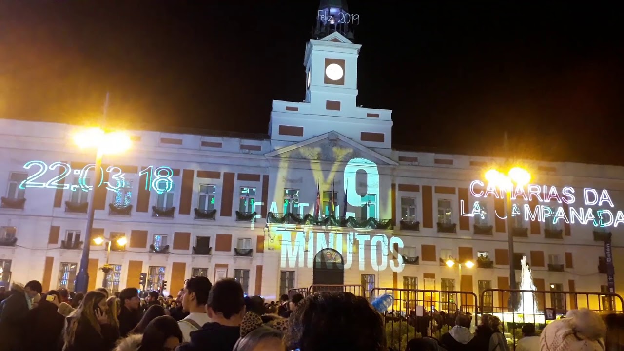 Año Nuevo 2019 en La Puerta del Sol Madrid (Nochevieja)