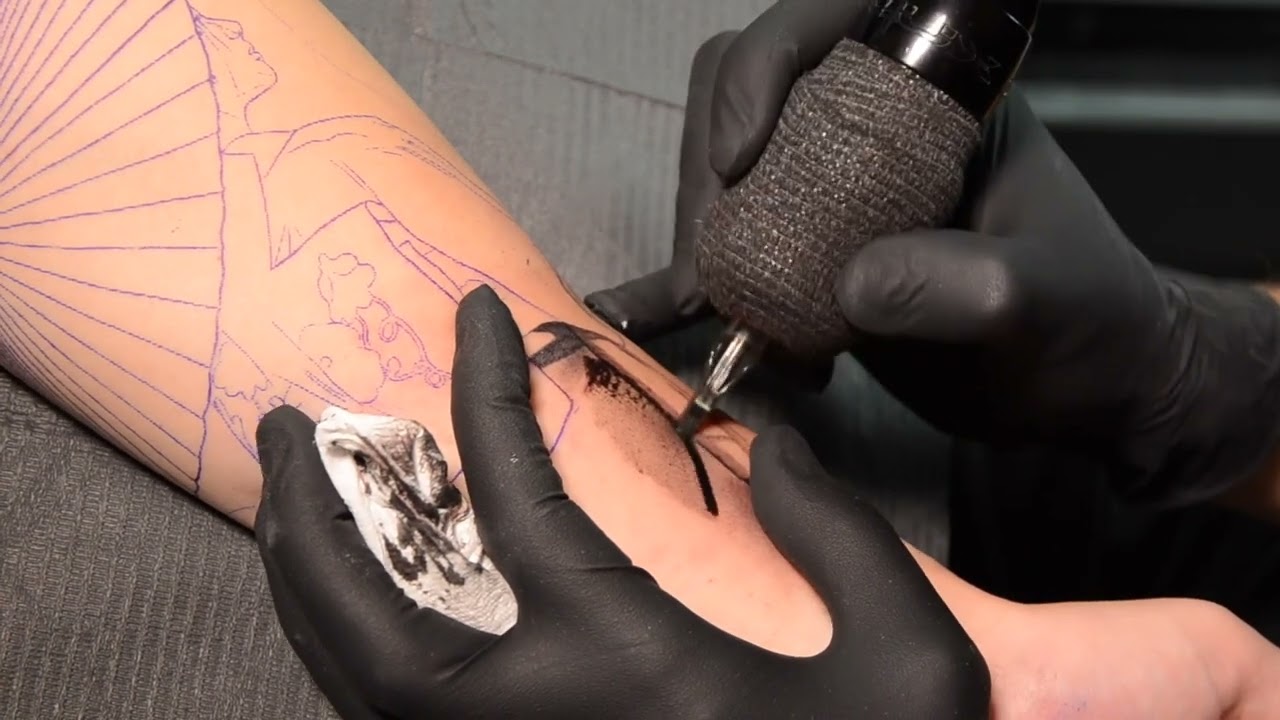 Realistic japanese themed sleeve - Tattoo time lapse