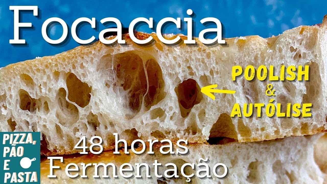 Focaccia Longa Fermentação com Poolish  - Autólise - Dobras - Pré-Fermento