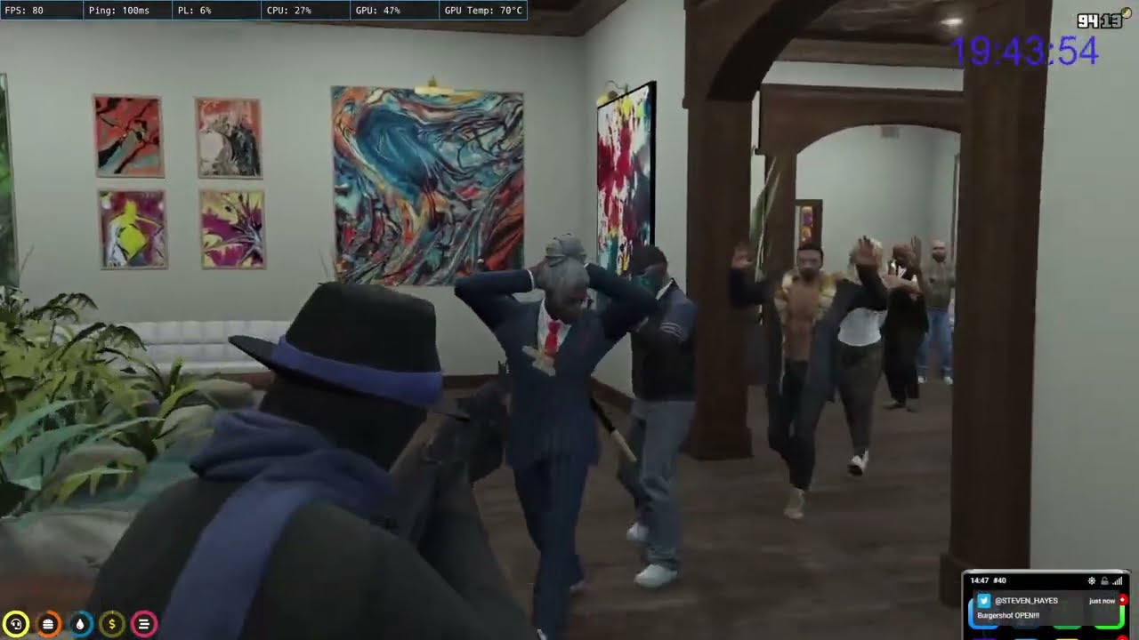 MG Takes Everyone Hostage In The Gallery Including CG. | NoPixel GTA RP