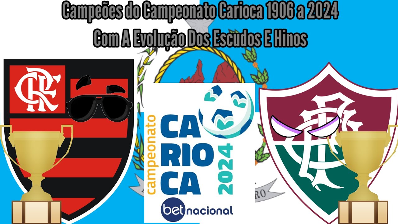 Campeões do Campeonato Carioca 1906 a 2024 Com A Evolução Dos Escudos E Hinos