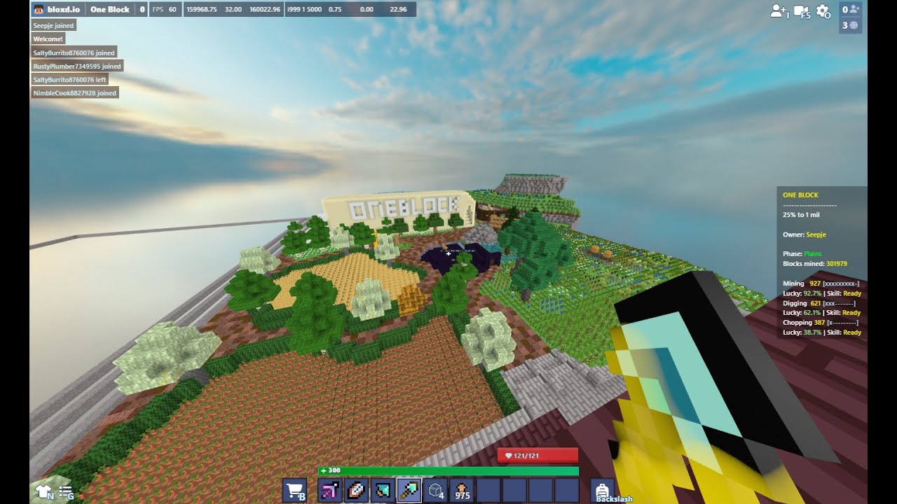 I destroy my oneblock center