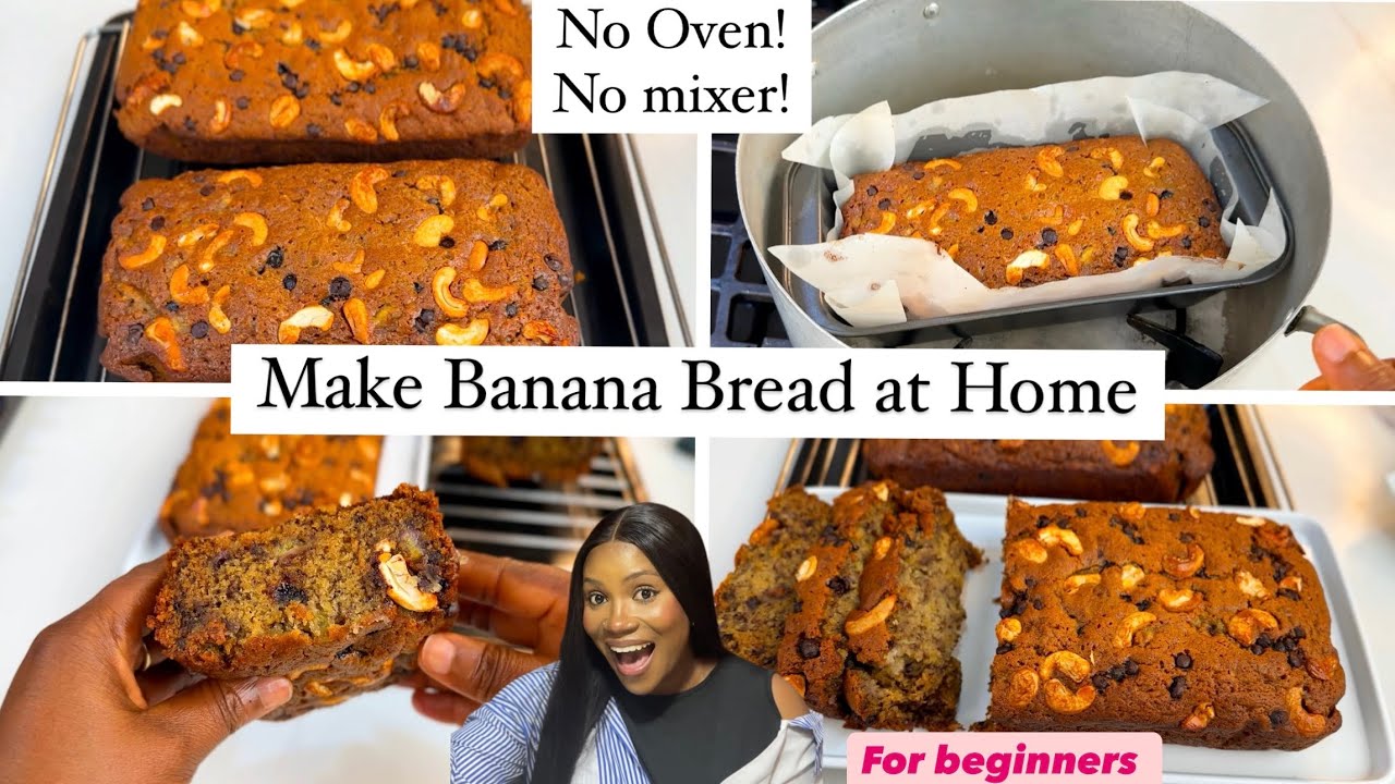 How to make Banana Bread with/without Oven for beginners at home | No mixer