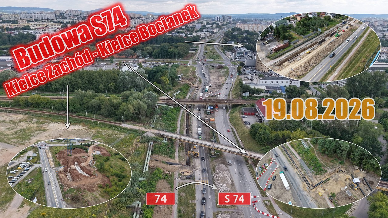 Budowa Drogi Ekspresowej S74: Kielce Zach&oacute;d - Kielce Bocianek 19.08.26 | DJI Lito X1
