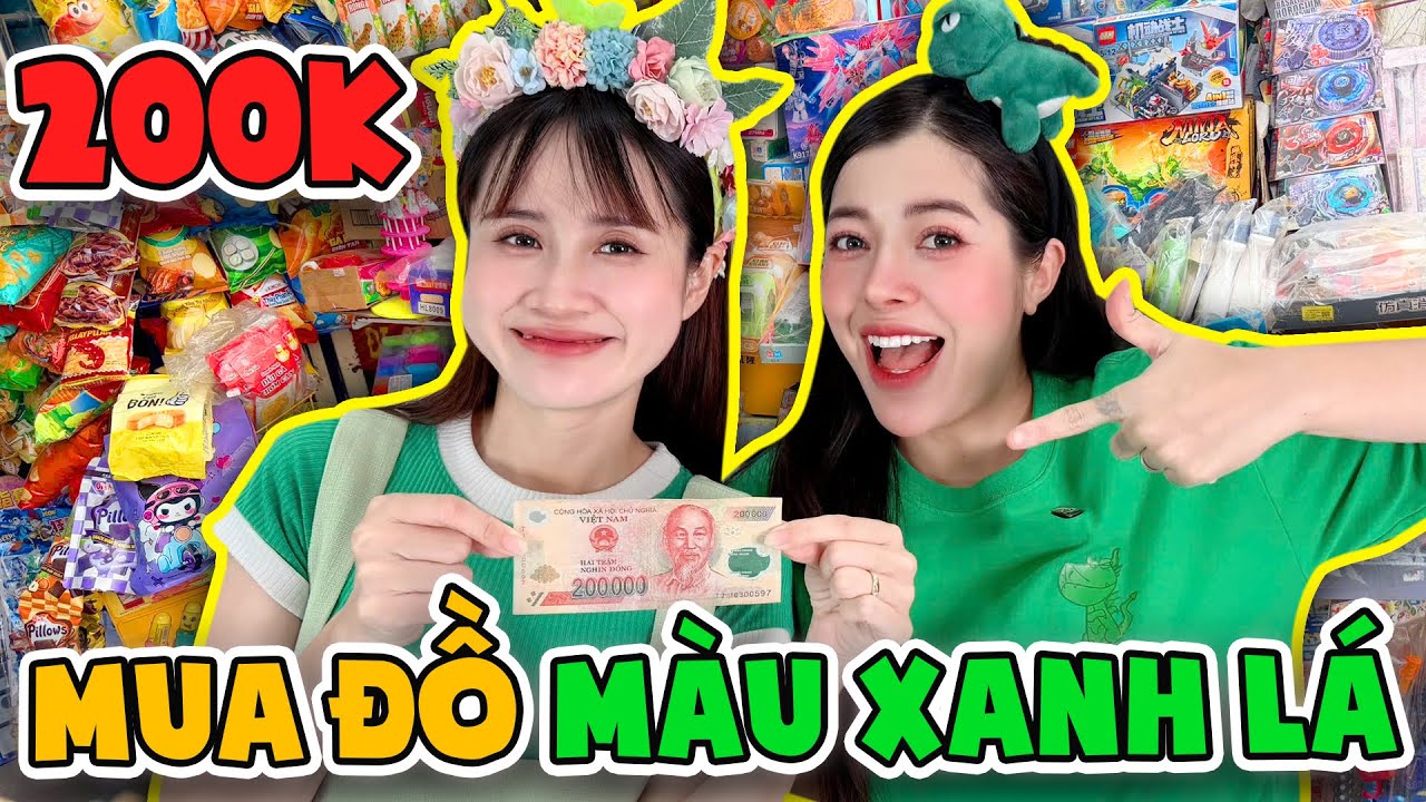 Thử Thách 200k Mua Đồ Màu Xanh Lá Trước Cổng Trường I Linh Vyy Official