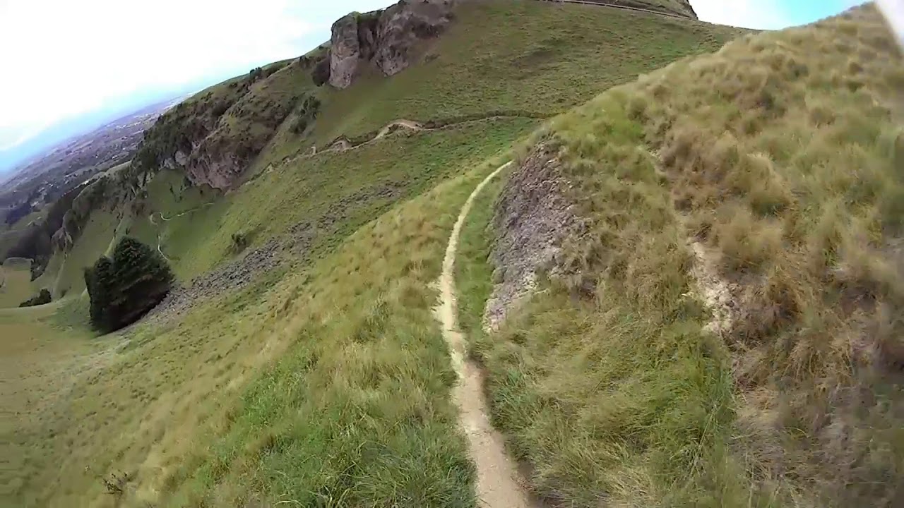 Riding some green steep terrain in Hawkes Bay New Zealand.