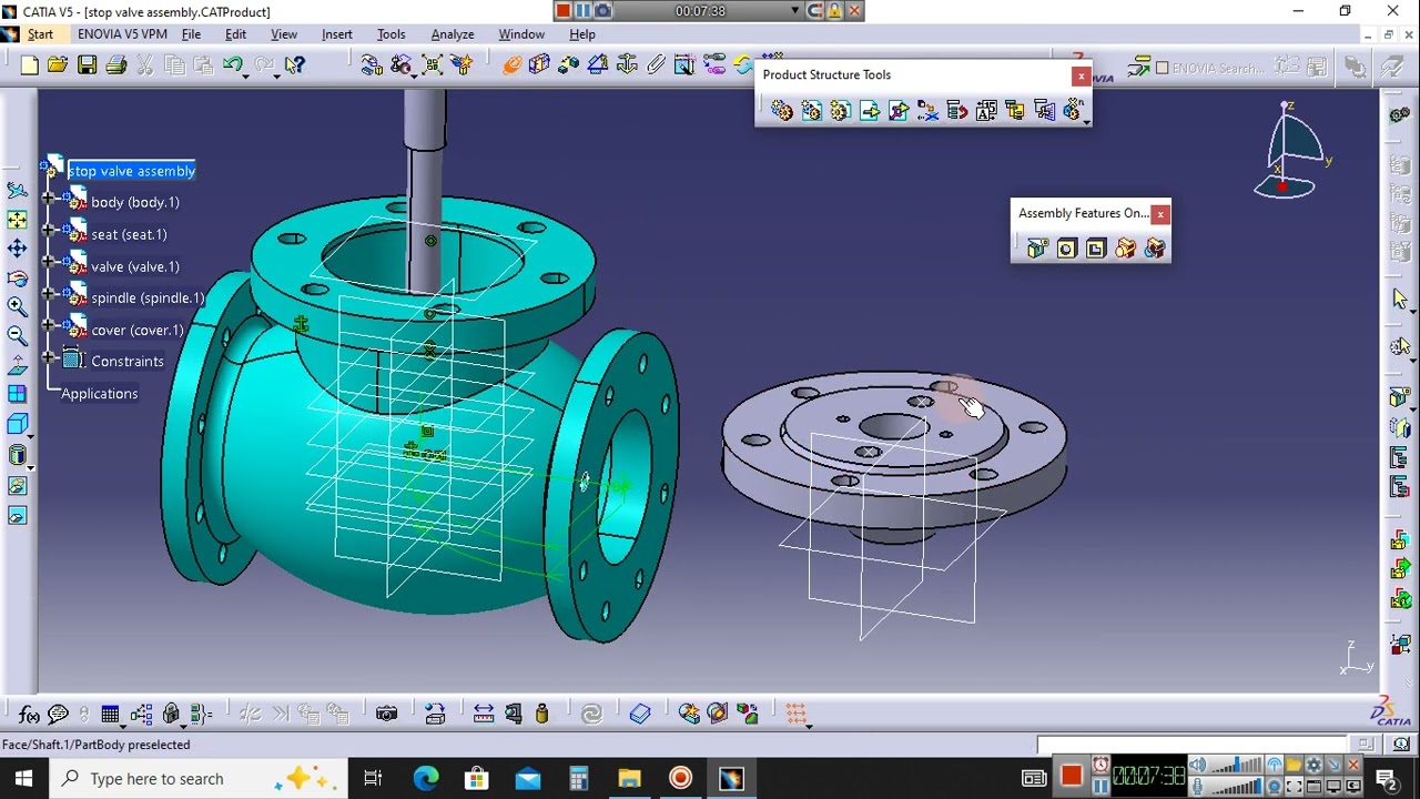 Assembly of stop valve #catia