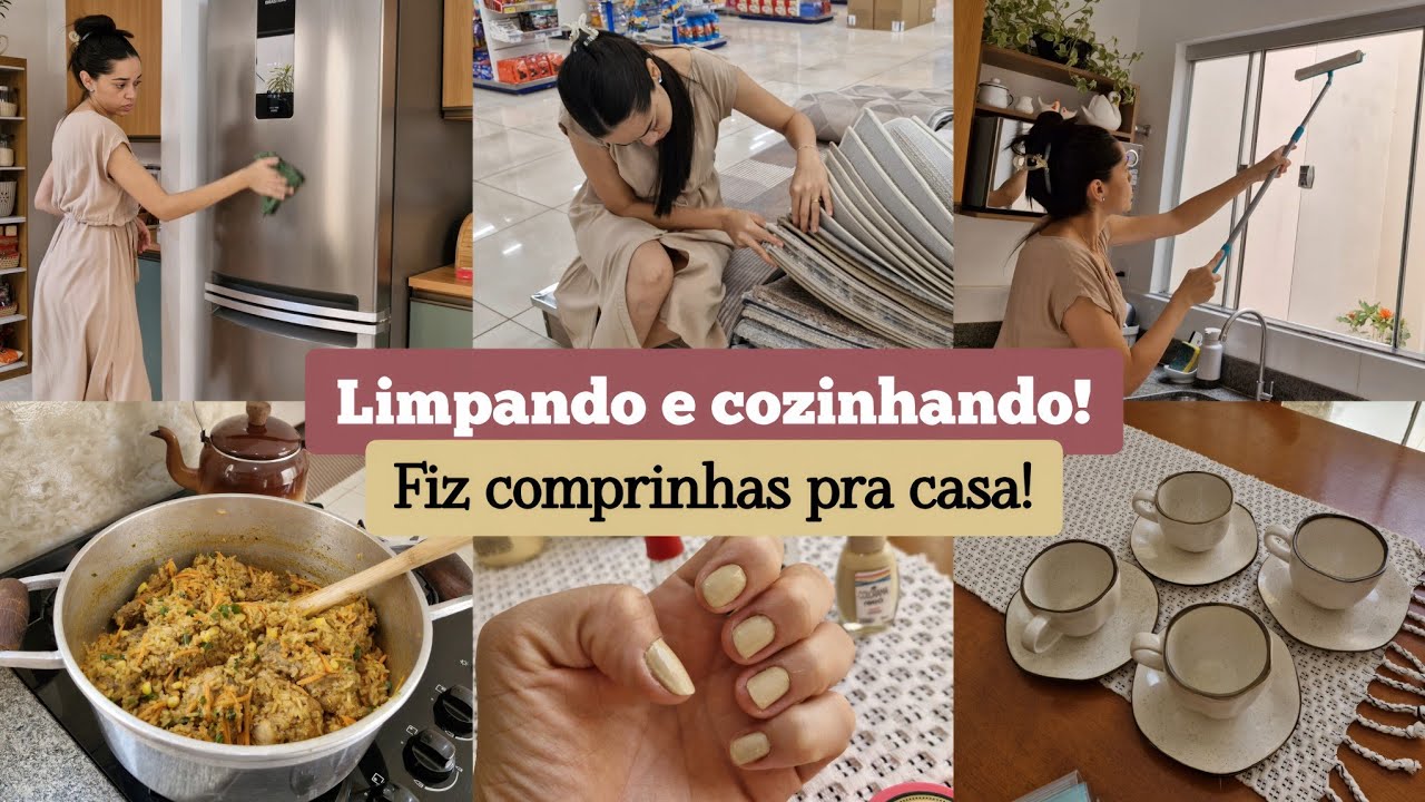 Galinhada molhadinha pro almoço✨️Em busca de um tapete novo/Compras pra casa e organizando a cozinha