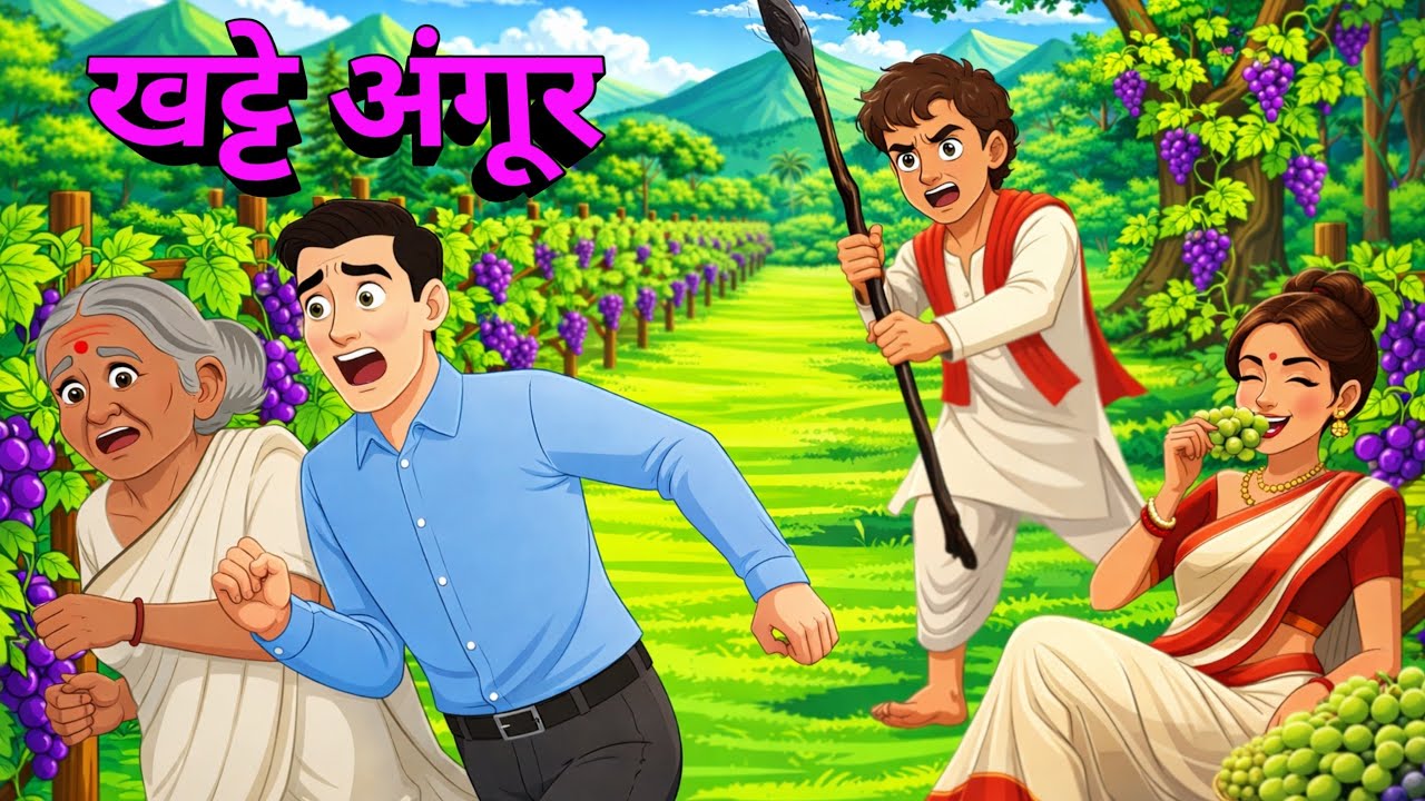 खट्टे अंगूर|Cartoon Story| Moral Story |Hindi Cartoon|Animation Story|village Cartoon|Kahani|Story