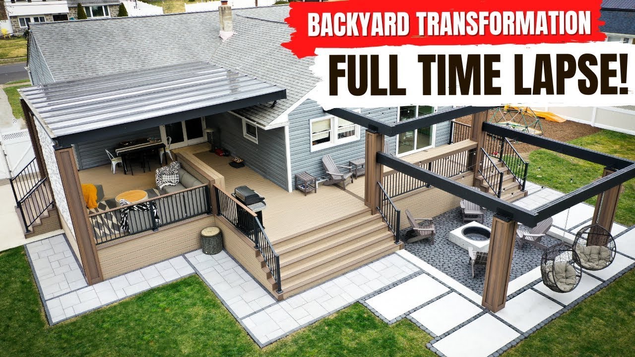 MODERN BACKYARD TIME LAPSE! - Front and Backyard Transformation