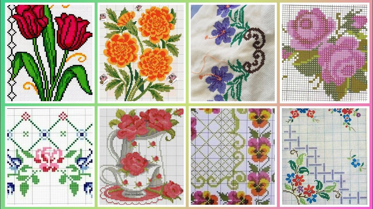 Top 100+ Amazing and Elegant Floral Cross stitch patterns || Charsuti Kerhai Ideas For Everything||