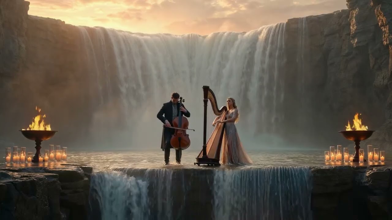 10 Hours of Calm — Harp & Cello by the Waterfall