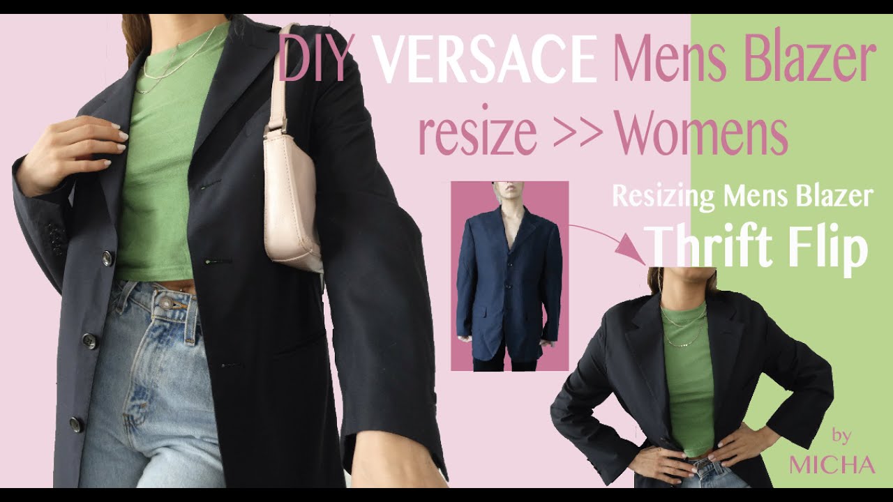 DIY - Versace Blazer Thrift Flip ! Resizing Mens Blazer for a smaller fit ! Upcycle