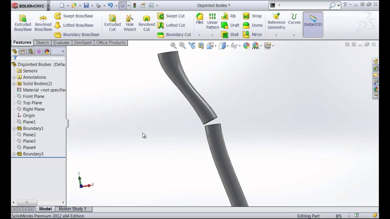 SolidWorks Tutorial: Connecting Two Disjointed Bodies