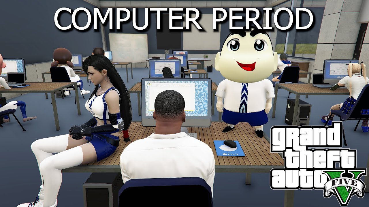 GTA 5 : What happened in computer lab with franklin and shinchan
