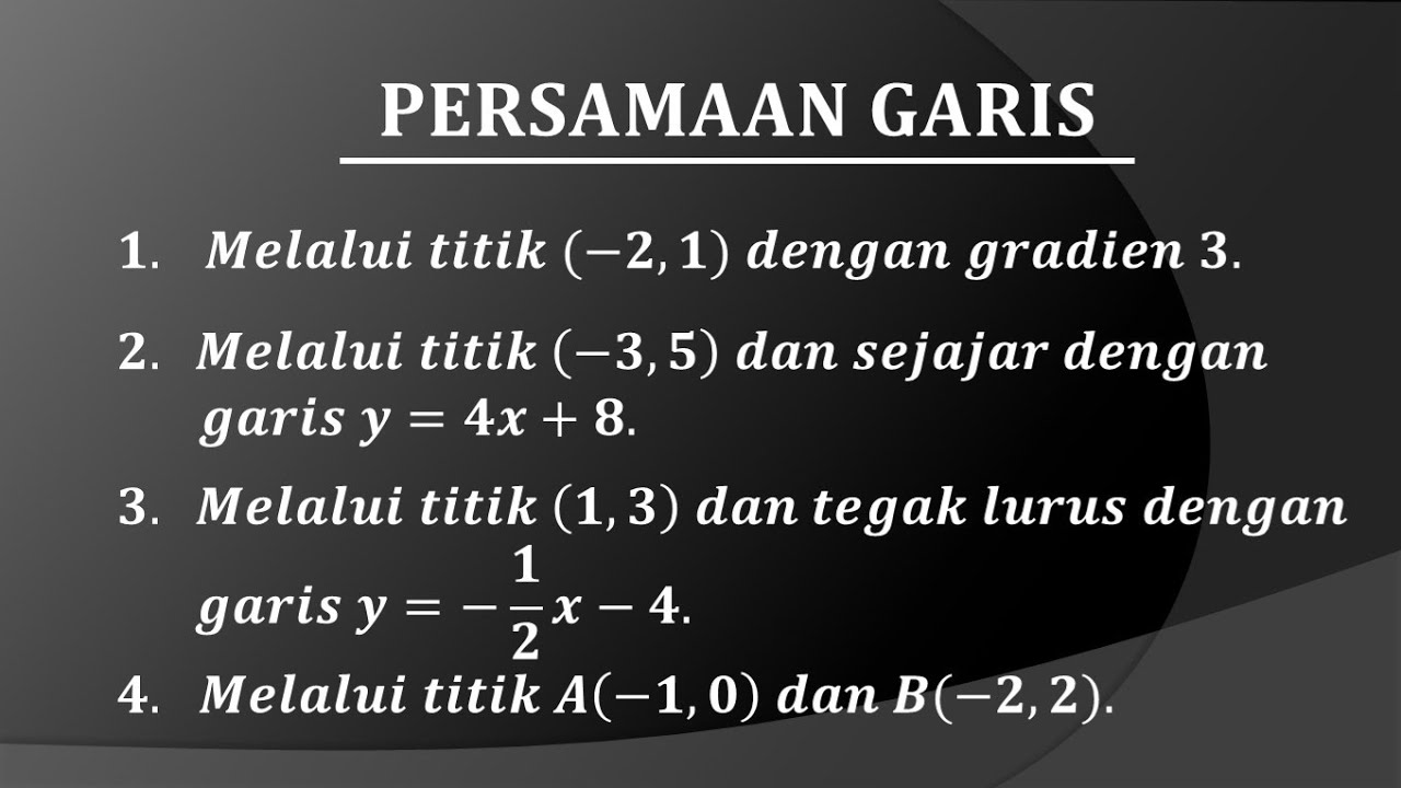 Cara mudah menentukan persamaan garis