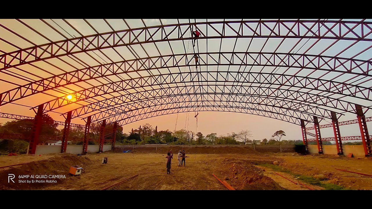 Truss Erection Part 1| Curved Truss Installation| Truss Welding| Truss Erection and installation