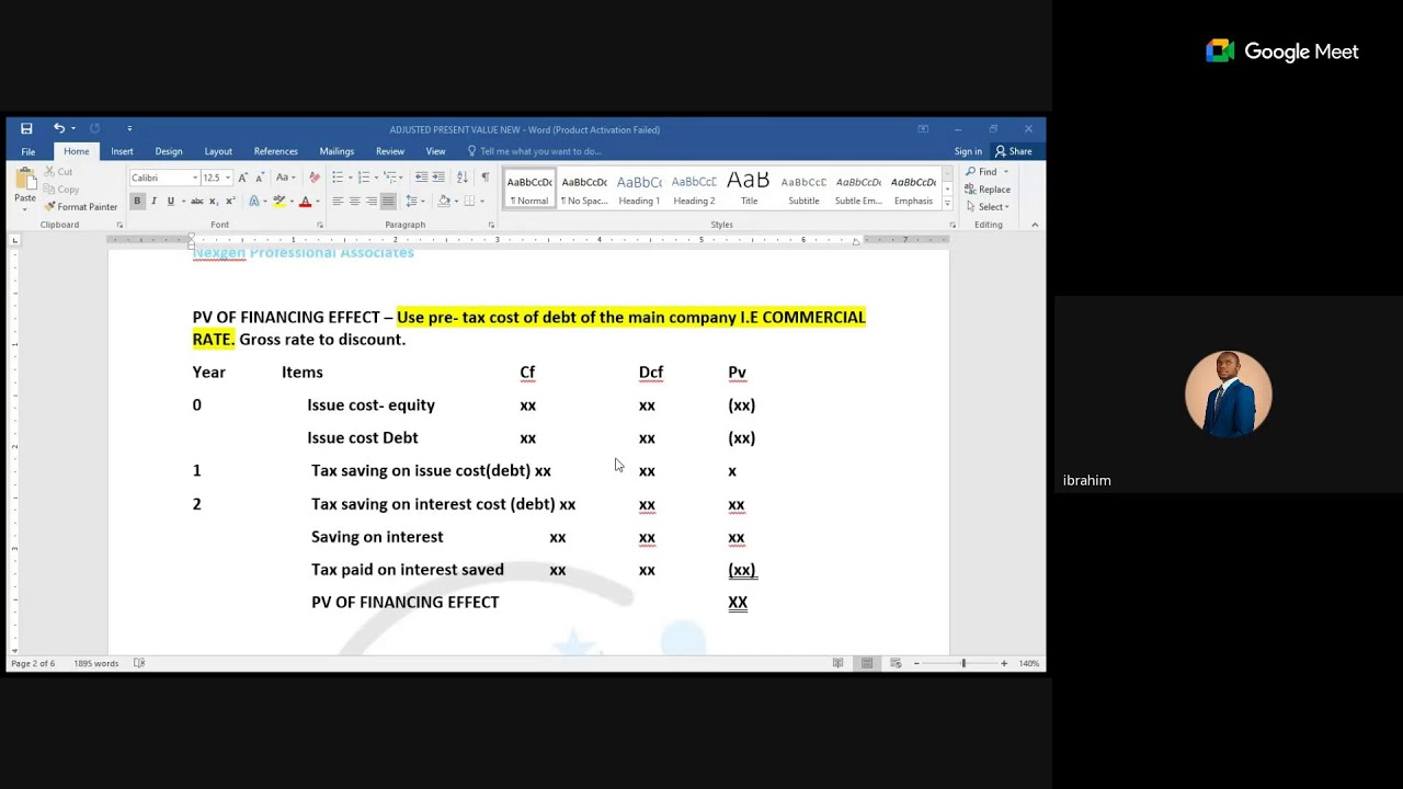 |SFM|AFM| INTRODUCTION TO ADJUSTED PRESENT VALUE