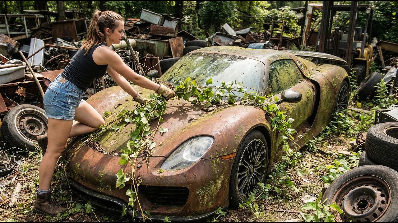 Talented girl: Restoring a Porsche 918 Spyder abandoned by an old man for 30 years.