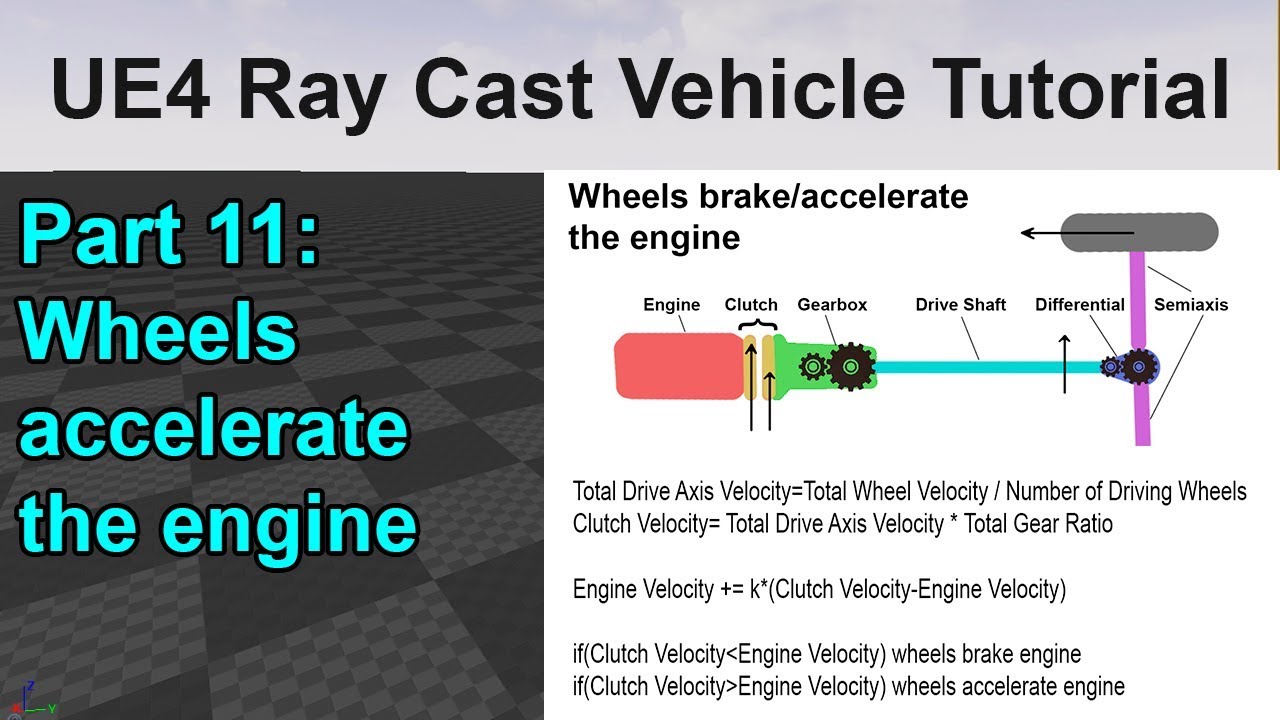 UE4 RayCast Vehilce Tutorial | Wheels Accelerate the Engine