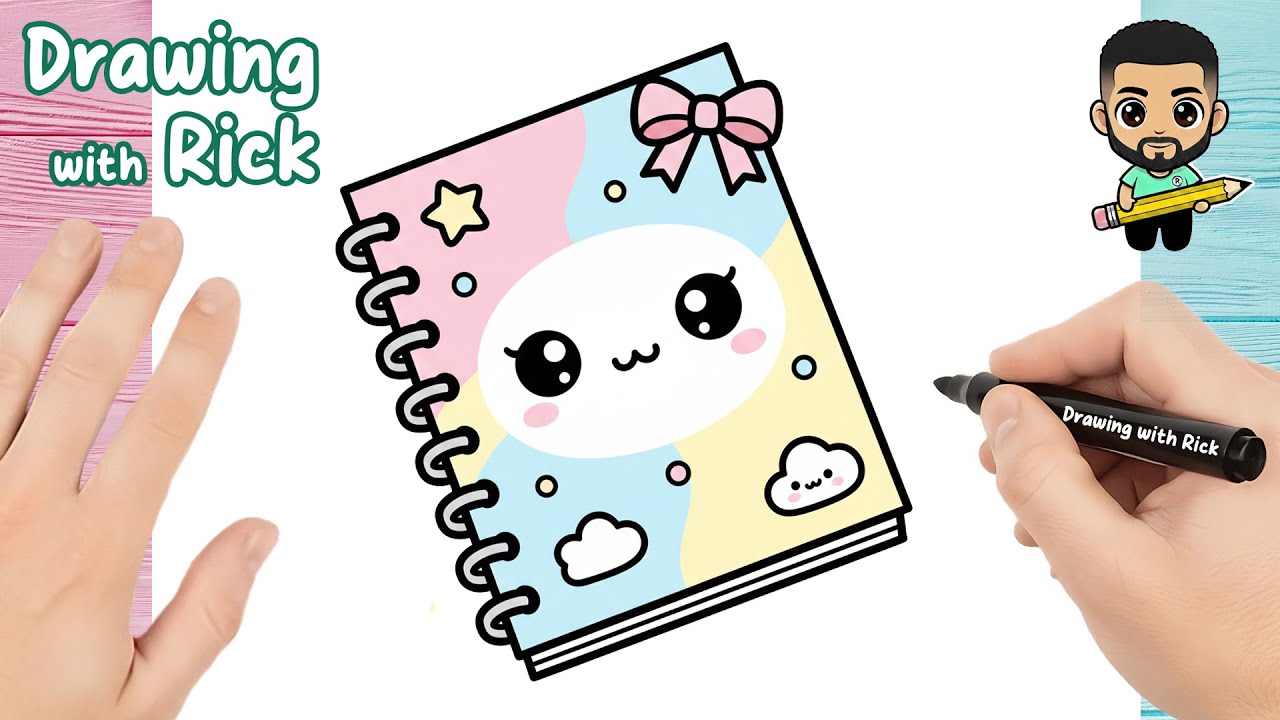 How to Draw a KAWAII NOTEBOOK Step by Step 📒💖 | Easy Cute School Supply Drawing