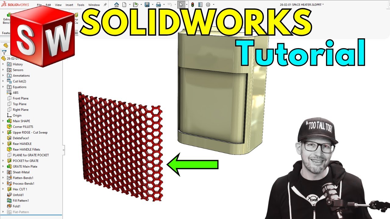 How to Model a Curved Hex Pattern in SOLIDWORKS| Sheet Metal & Fill Pattern - Tutorial