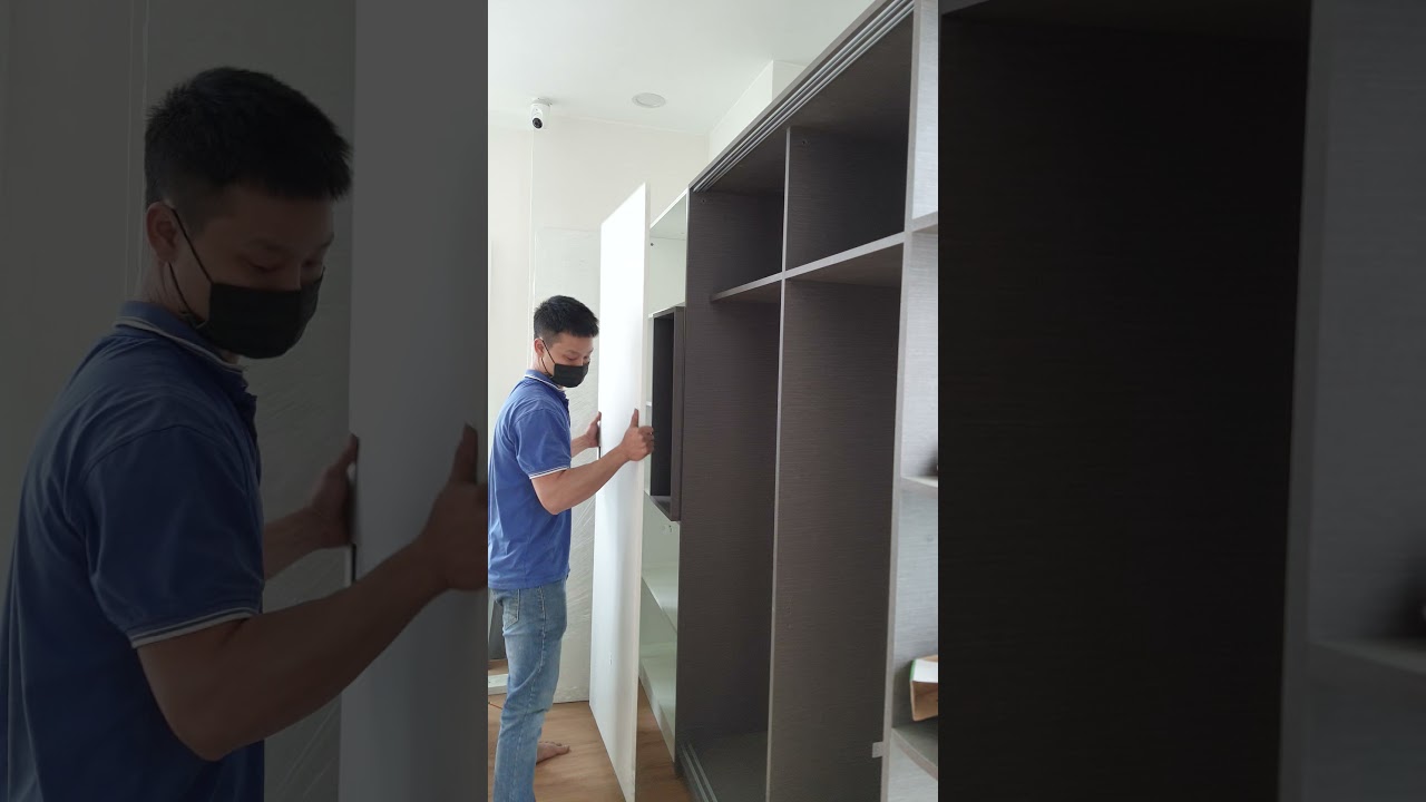 Cách lắp ray tủ áo cánh lùa phụ kiện Cariny
