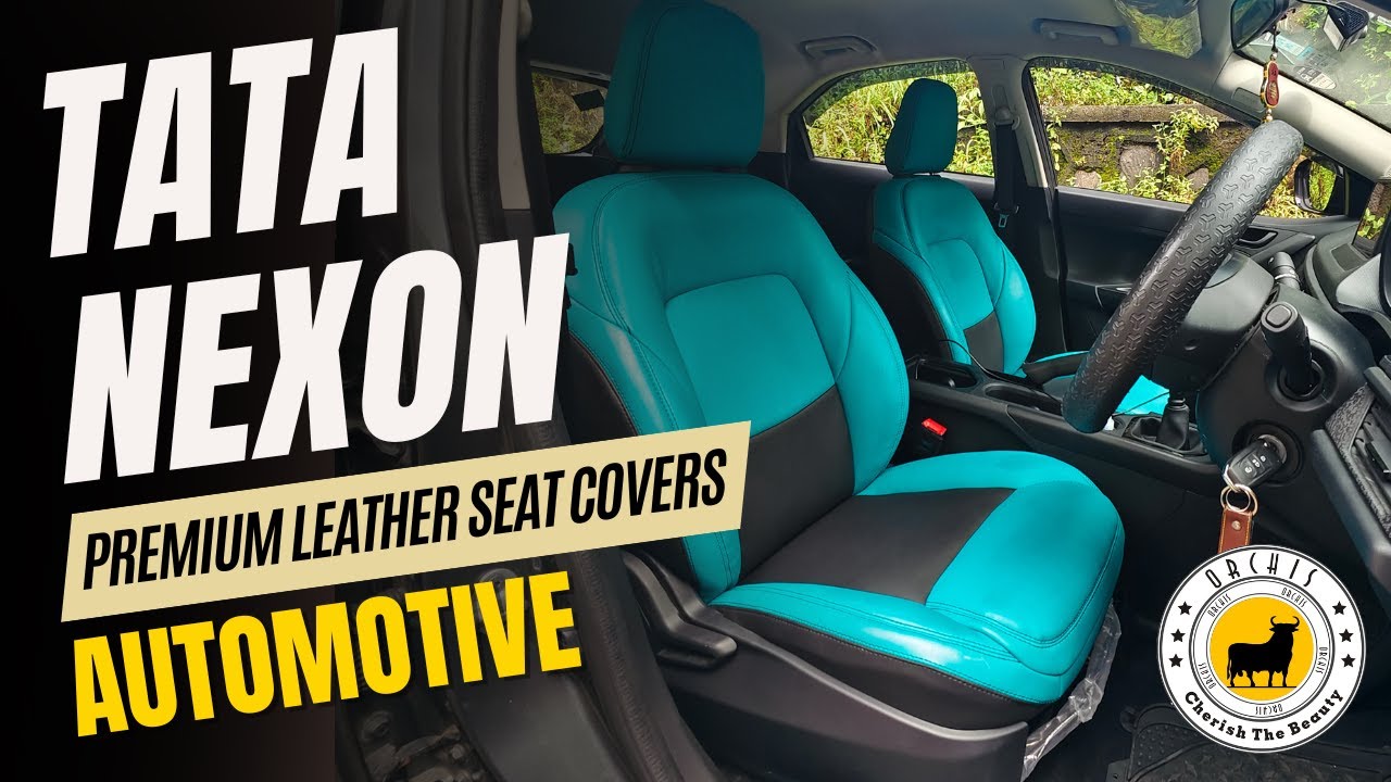 Премиальные кожаные чехлы для сидений Tata Nexon | Персидский зеленый и черный | Чехлы для автомо...