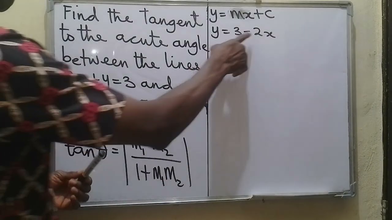 Tangent to the acute angle between two lines 