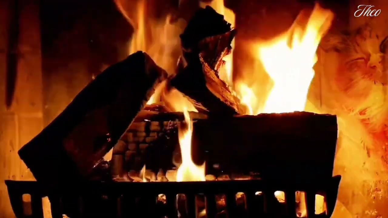 Камин, треск дров и мурлыканье кота EnglishFireplace, Crackling Wood & Cat #Purring #fireplace