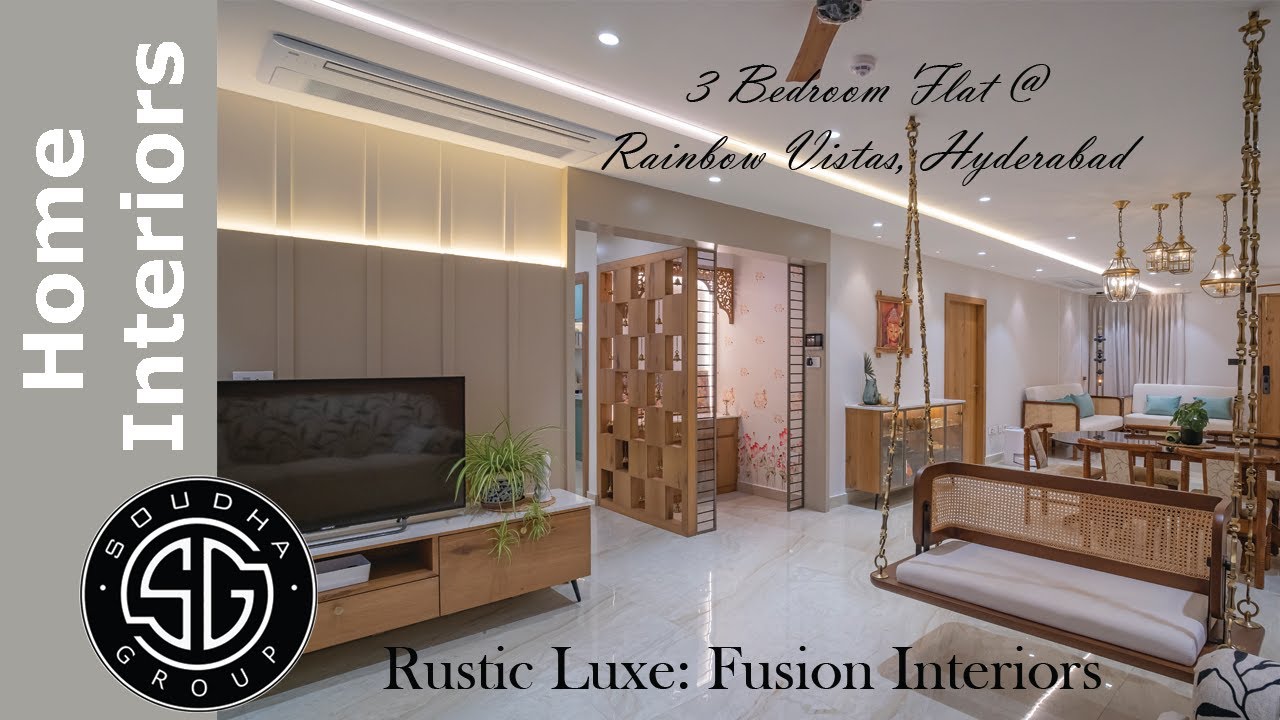 Rustic Luxe: Fusion Interiors of a 3bedroom Flat in Rainbow Vistas Hyderabad