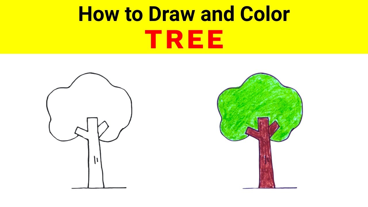 How to Draw and Color a Tree for Kids | Learn Step by Step Drawing #easyartandcraft