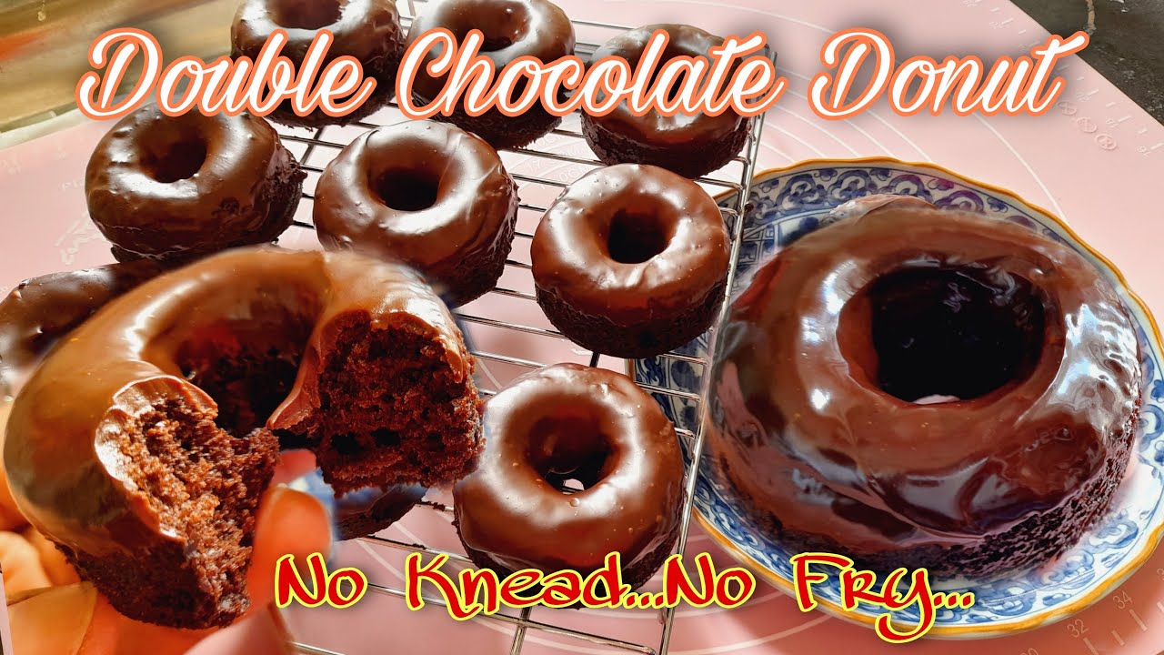 How to make Double Chocolate Donut || No knead,No fry || Bake by mama jhane