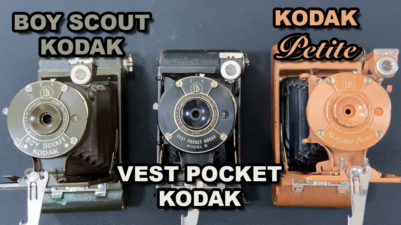Vintage Vest Pocket Kodak Model B, Petite, and Boy Scout Cameras