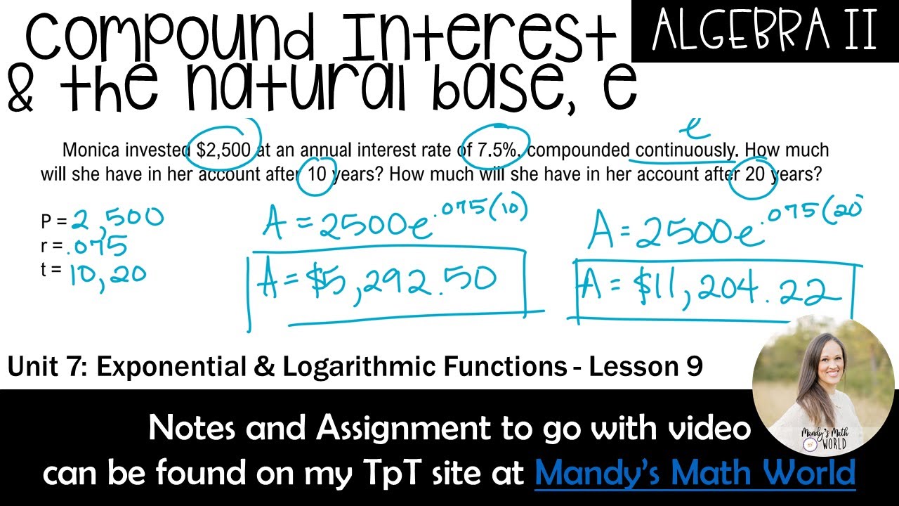 Compound Interest and the Natural Base, e (Algebra 2)