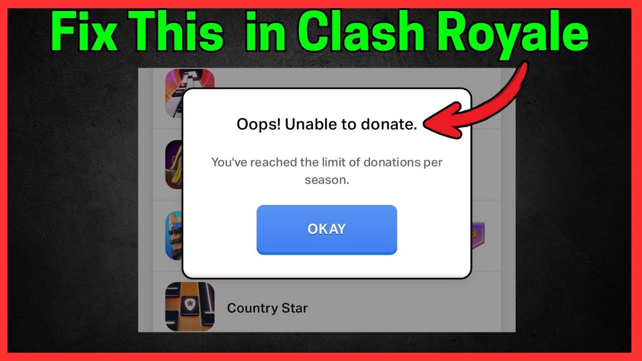 Исправлена ​​ошибка &laquo;Упс, невозможно сделать пожертвование в Clash Royale&raquo;.