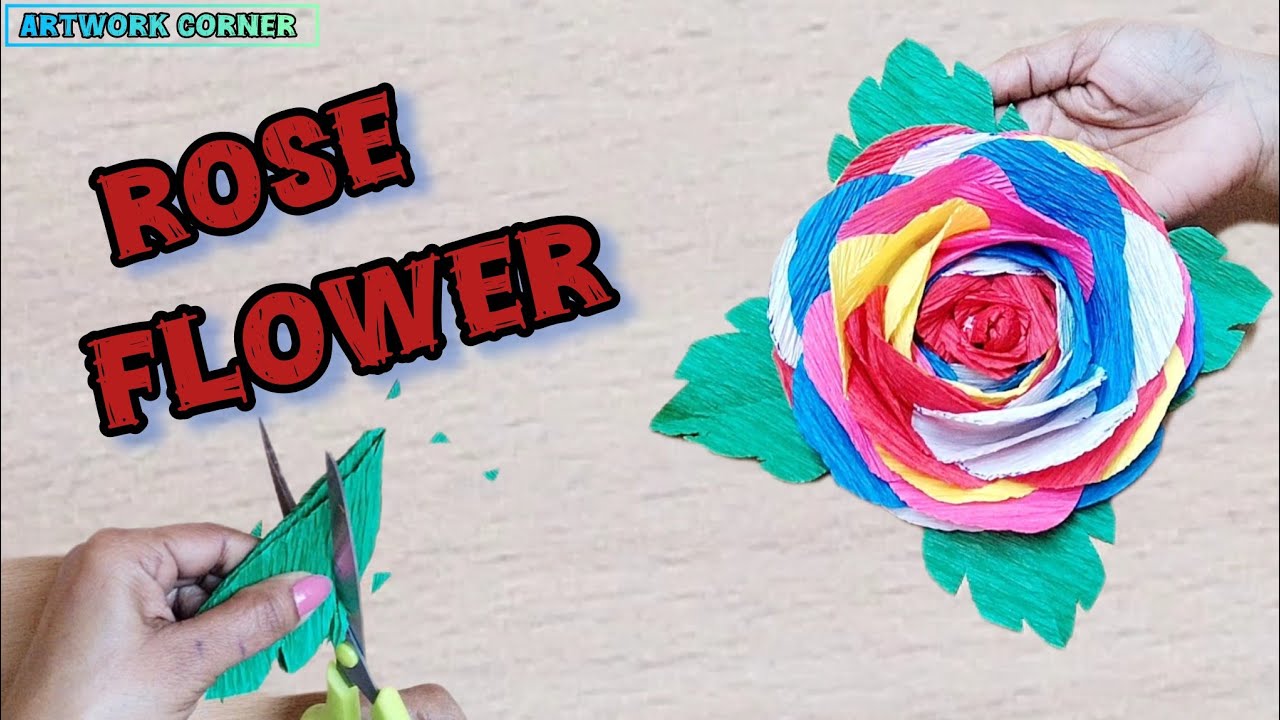 DIY Multicolour Rose flower 🌹 Craft idea 💡 (Crape Paper Easy Idea) #trending #diy #artworkcorner 