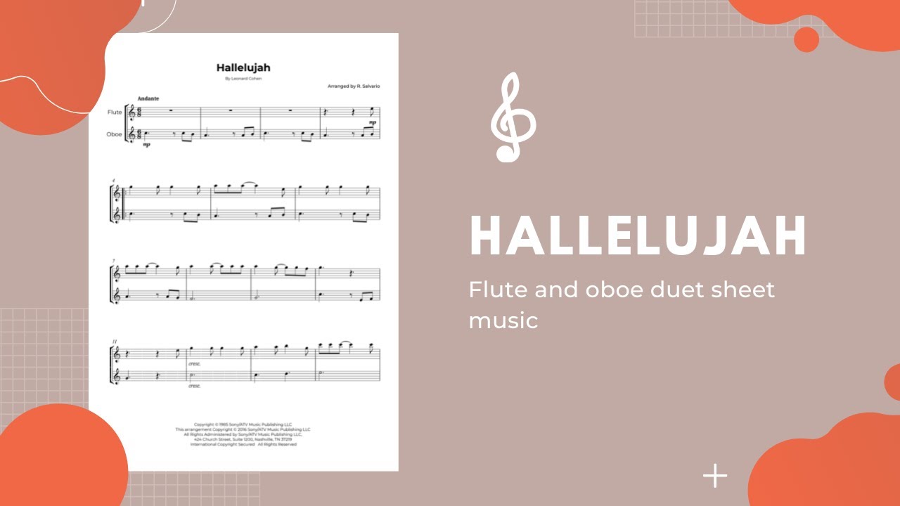 Hallelujah Flute and Oboe Duet Sheet Music
