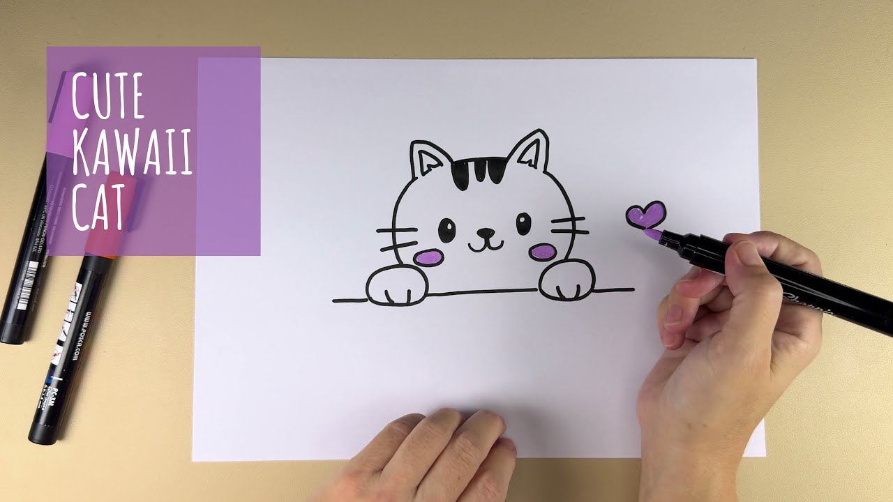 How to Draw a Kawaii Cat ฅ^•ﻌ•^ฅ Easy Cute Drawing Tutorial