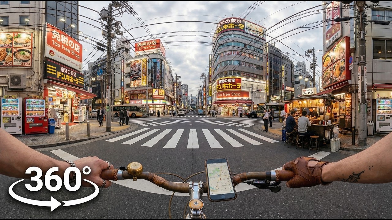 🚲 360° ASMR Japan Adventure | Tokyo, Shinjuku POV 8K