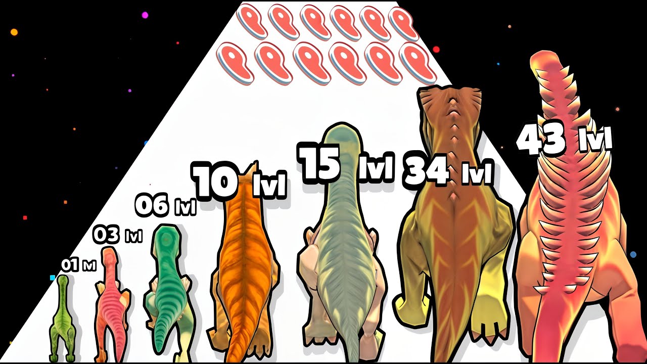 Dino Rush : Dinosaur Evolution Runner game in MAX LEVEL ⭐ Merge Simulator Battles