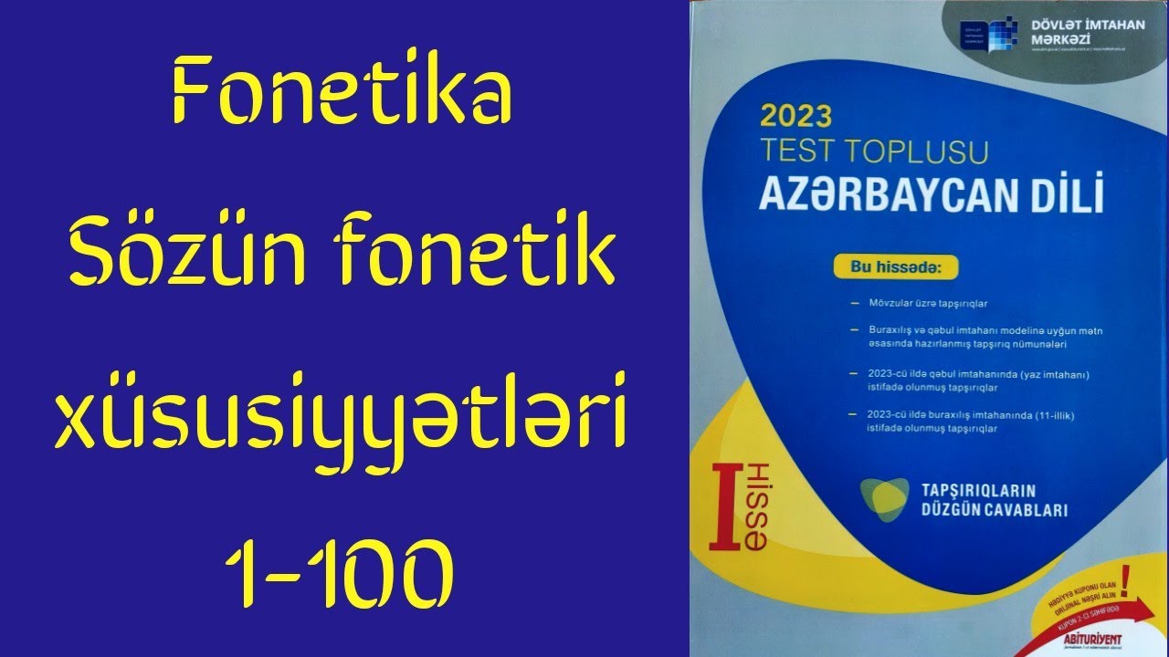 Sözün fonetik xüsusiyyətləri (1-100) Azərbaycan dili test toplusu