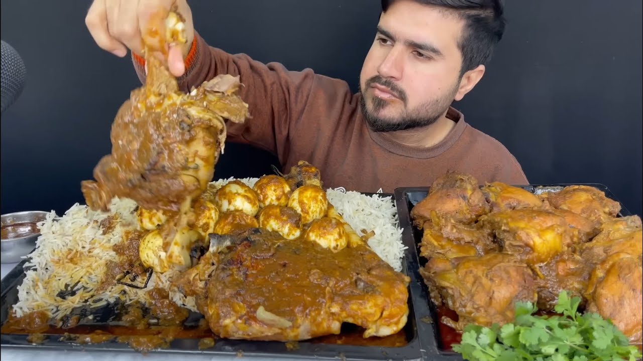 ASMR; Eating 2 Spicy Mutton Legs with Chicken Eggs+Spicy Chicken Thai Curry with rice|| Real Mukbang