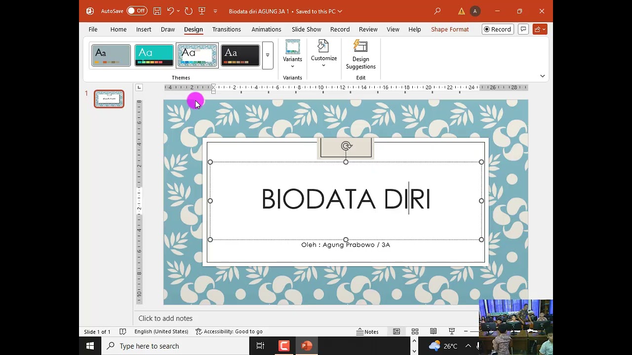 INFORMATIKA SD KELAS 3 || BIODATA DIRI PART 1 || Powerpoint || SD Ignatius Slamet Riyadi Karawang