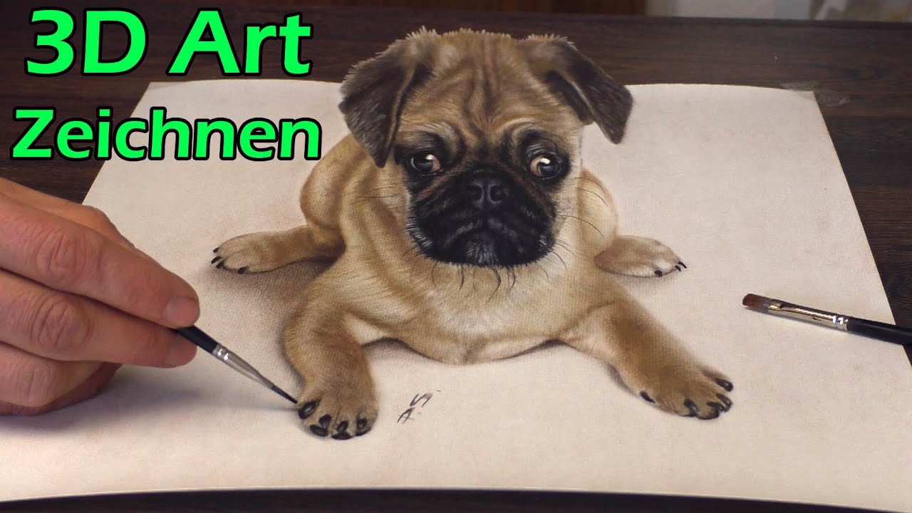 3D Malerei - realistische Optische Täuschung/Zeichnung eines Hundes von Stefan Pabst