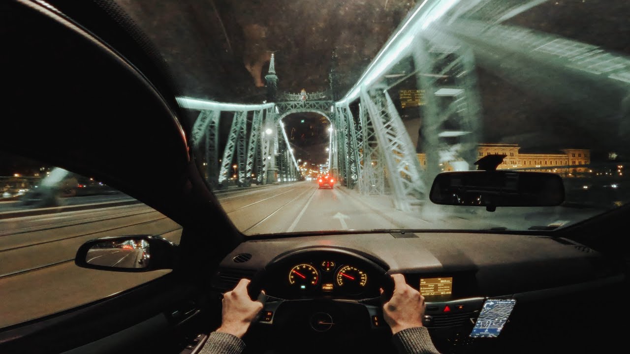 Valentine's Day | POV nightdrive in Budapest in heavy traffic | Opel Astra H GTC panoramic view