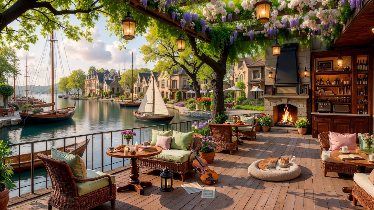 Smooth Jazz Instrumental Music at Cozy Spring Coffee Shop Ambience 🌸 Jazz Relaxing Music for Work