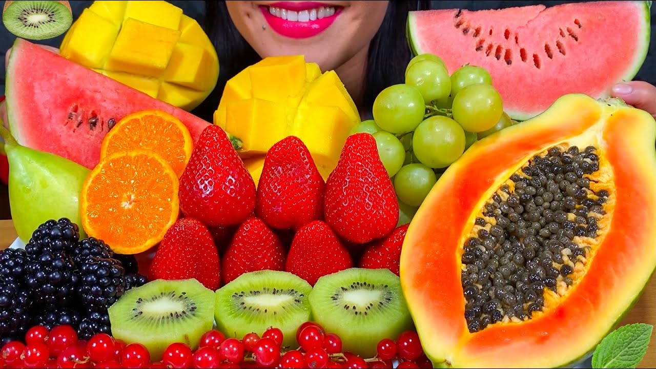 ASMR FRESH FRUIT PLATTER *MAKAN BUAH SEGAR* ताजे फल खाएं MUKBANG MASSIVE Eating Sounds
