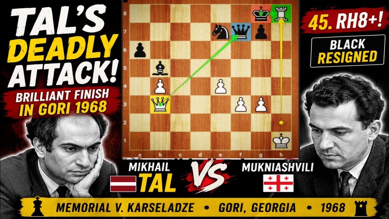 Mikhail Tal's DEADLY Attack! 💥 Brilliant Finish vs Mukniashvili | Gori 1968 Chess Masterpiece