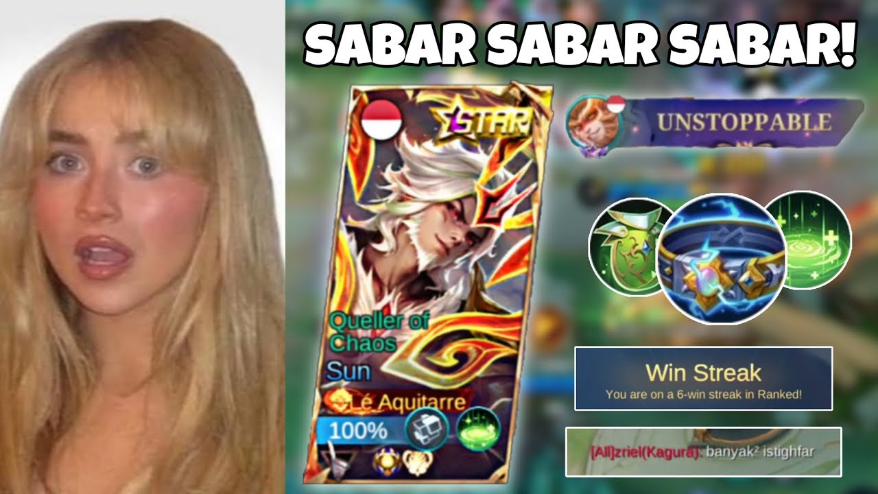 SABRINA CARPENTER TIDAK TAHU KALAU BUILD SUN SEMI TANK INI BUAT AUTO WINSTREAK!! MLBB Sun Gameplay